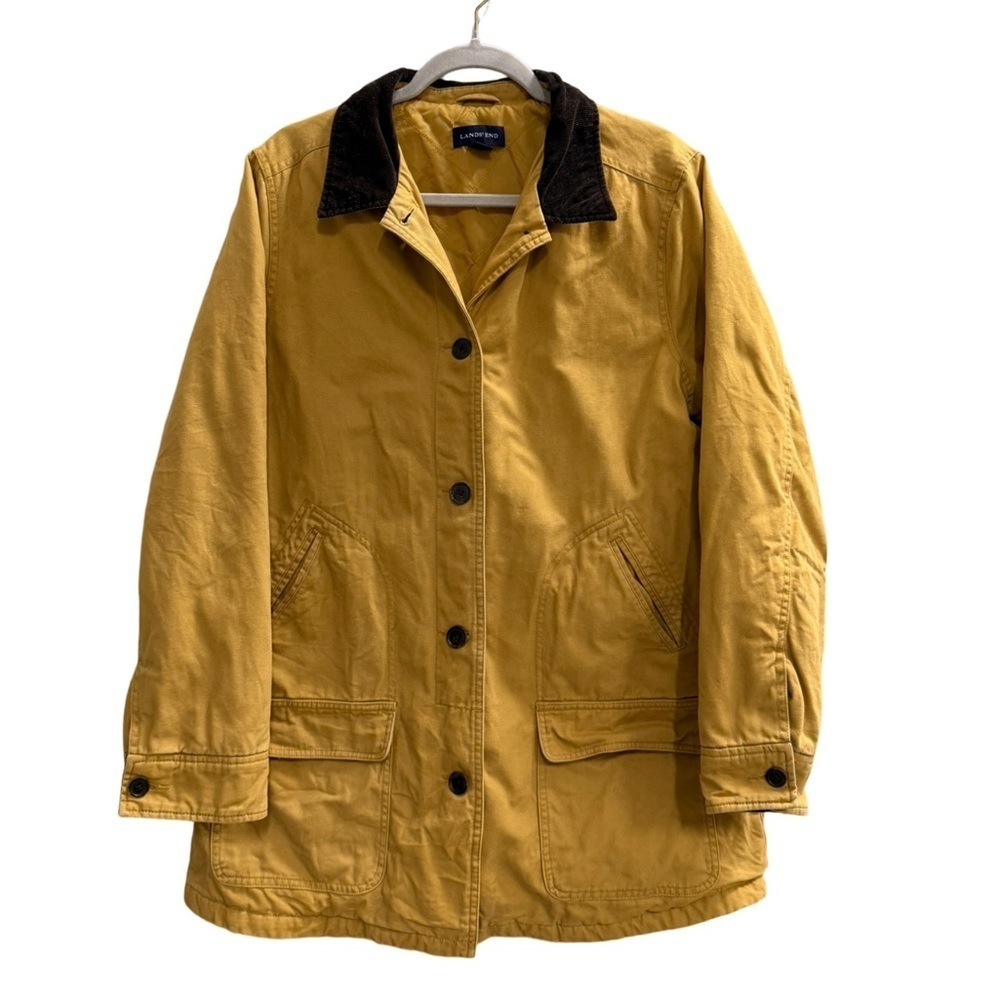 Lands' End Field Canvas Barn Coat in mustard yellow Size Large